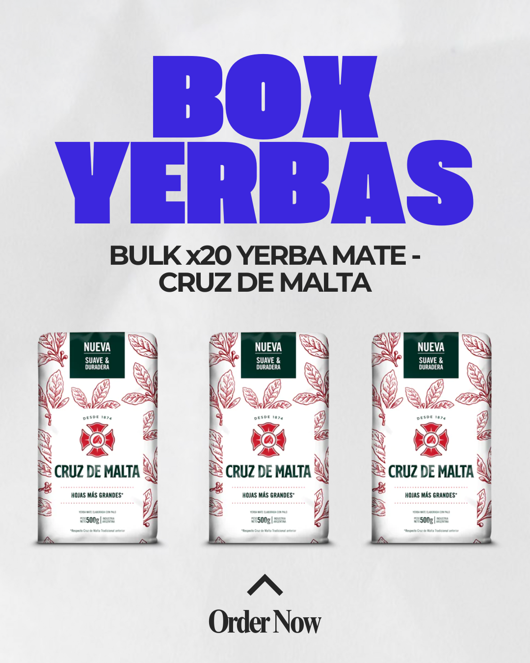 Cruz de Malta Yerba Mate – 1 kg (Pack of 20 Units) – Traditional Argentine Loose Leaf