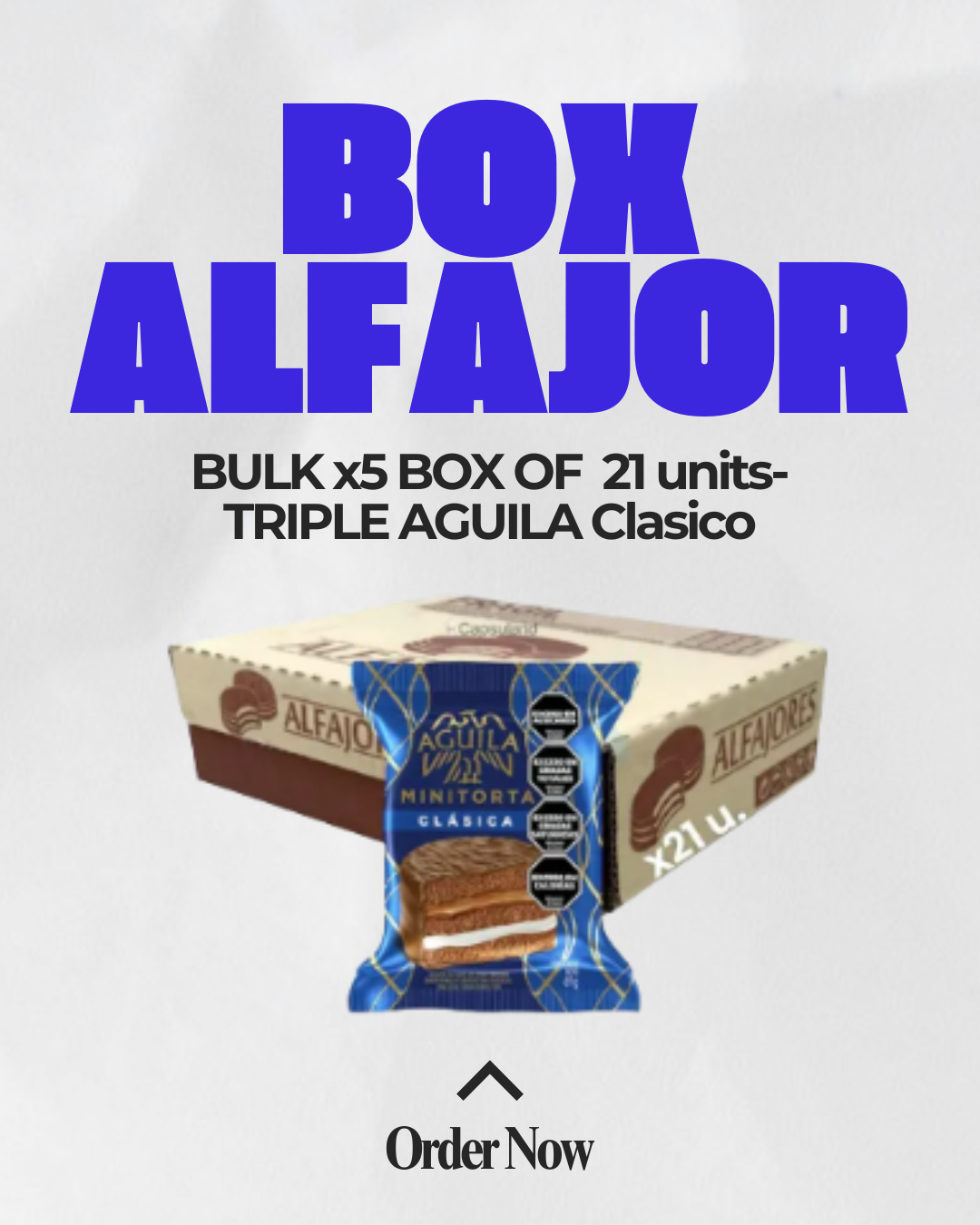 Águila Triple Alfajor | 5-Box Pack of 21 Units Each | Chocolate & Dulce de Leche