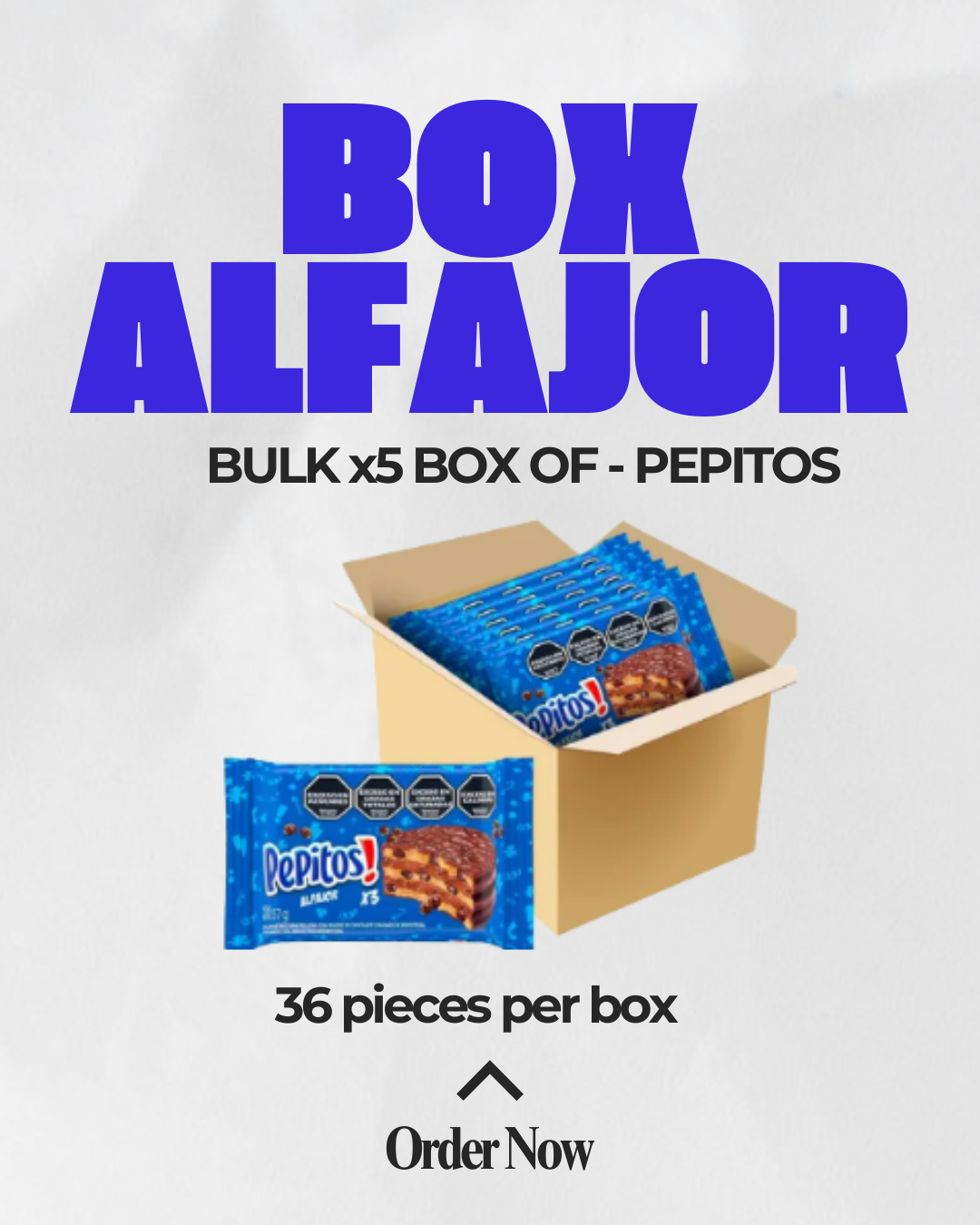 Bulk Pack – 5 Boxes Pepito Alfajor | 36 Units per Box |