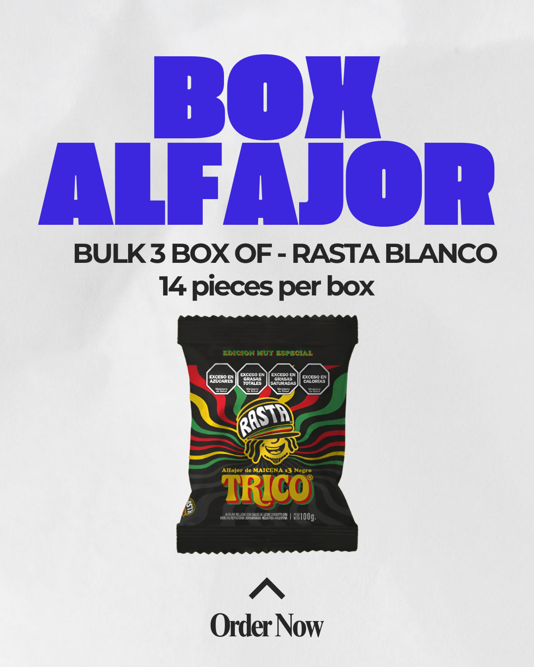 Rasta Triple Trico Alfajor 100g –BULK 3 of 14 PIECES X Box