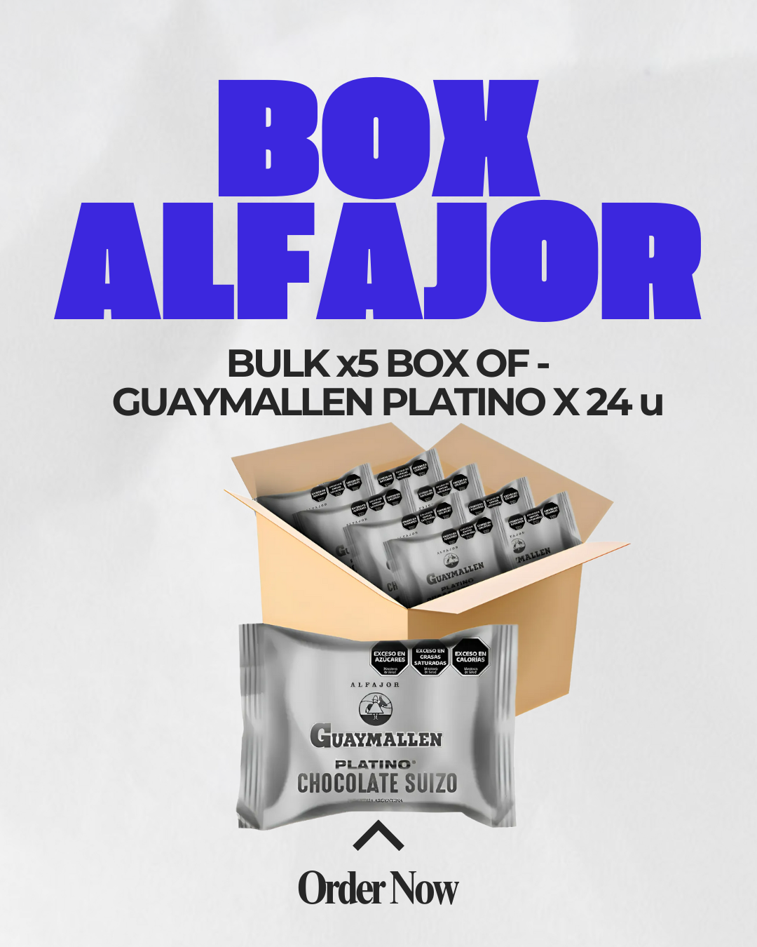 Guaymallén Platino Swiss Chocolate Alfajores Bulk Pack – 5 Boxes of 24 Units Each | Wholesale