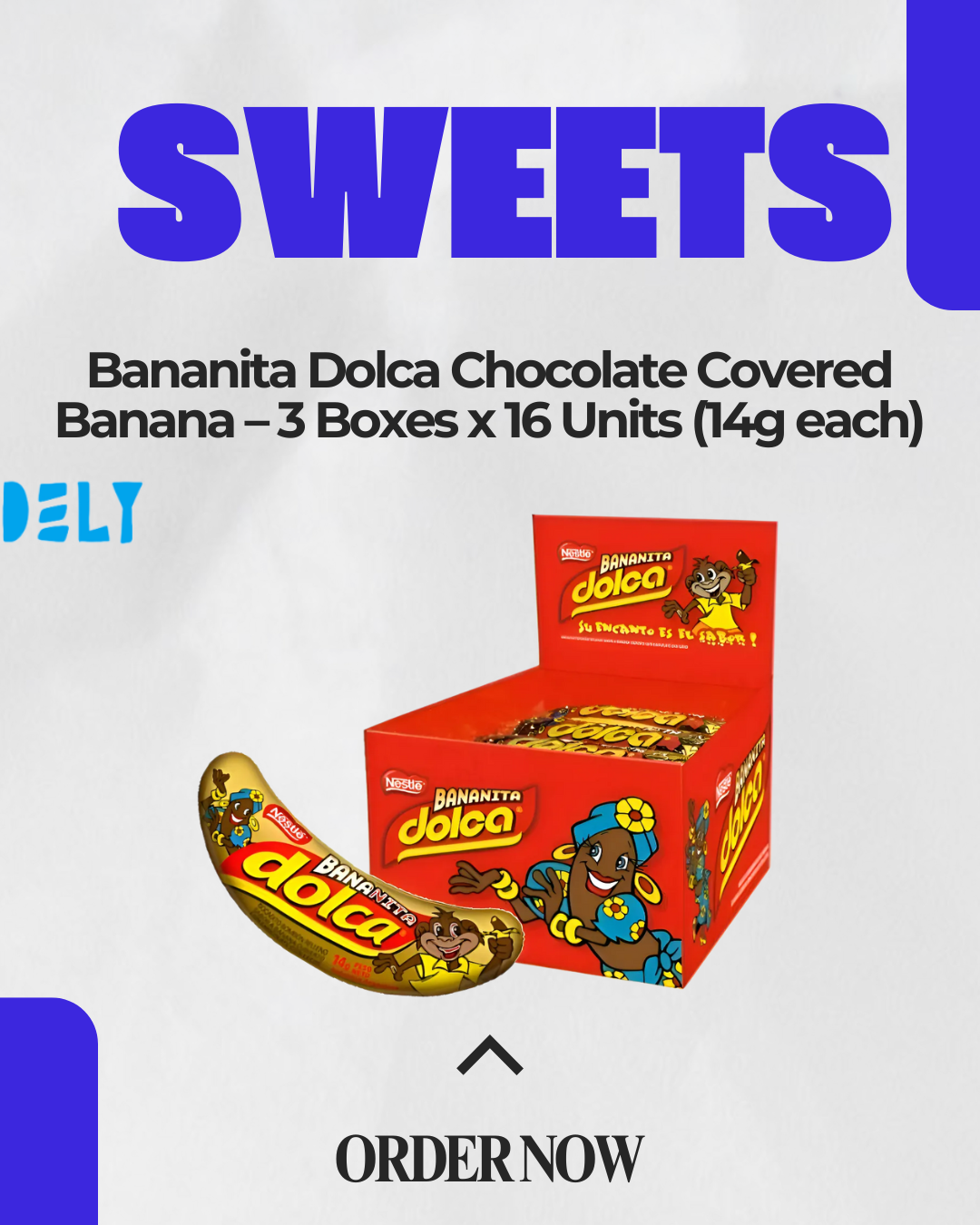 Bananita Dolca Chocolate Covered Banana – 3 Boxes x 16 Units (14g each)